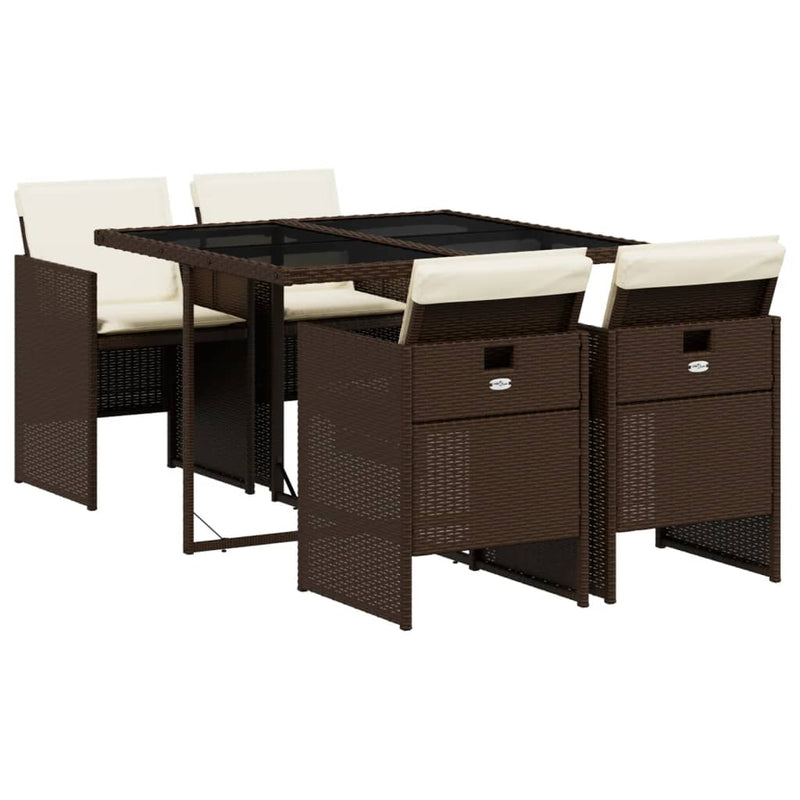 Tuinset Corneel - 5-delig - met kussens - bruin en crème