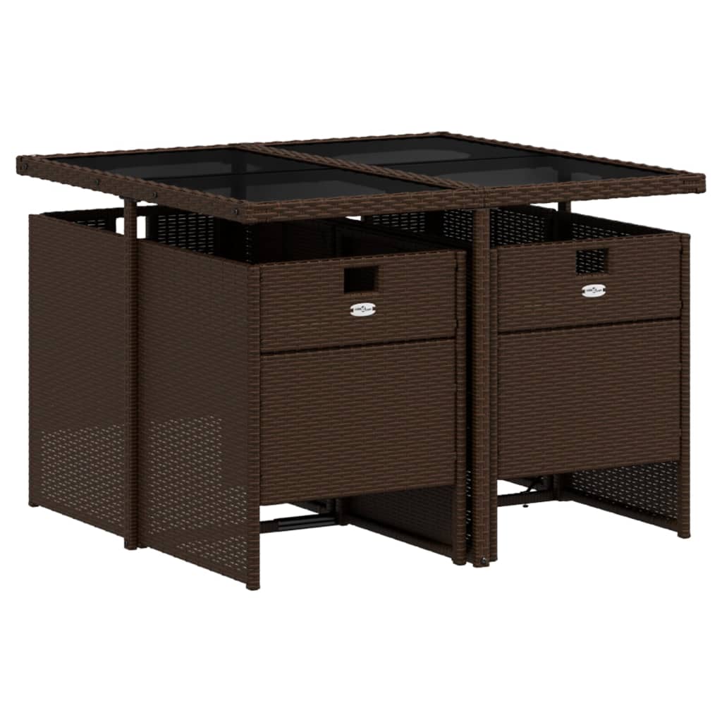 Tuinset Corneel - 5-delig - met kussens - bruin en crème