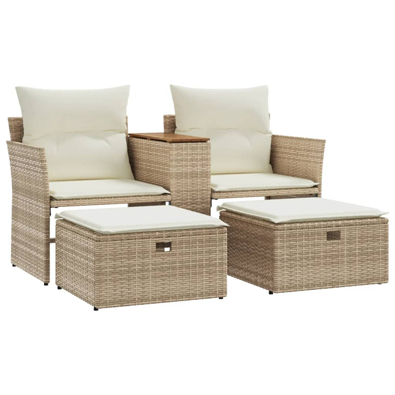 Tuinbank Eefje - met voetenbanken - beige – extra afbeelding