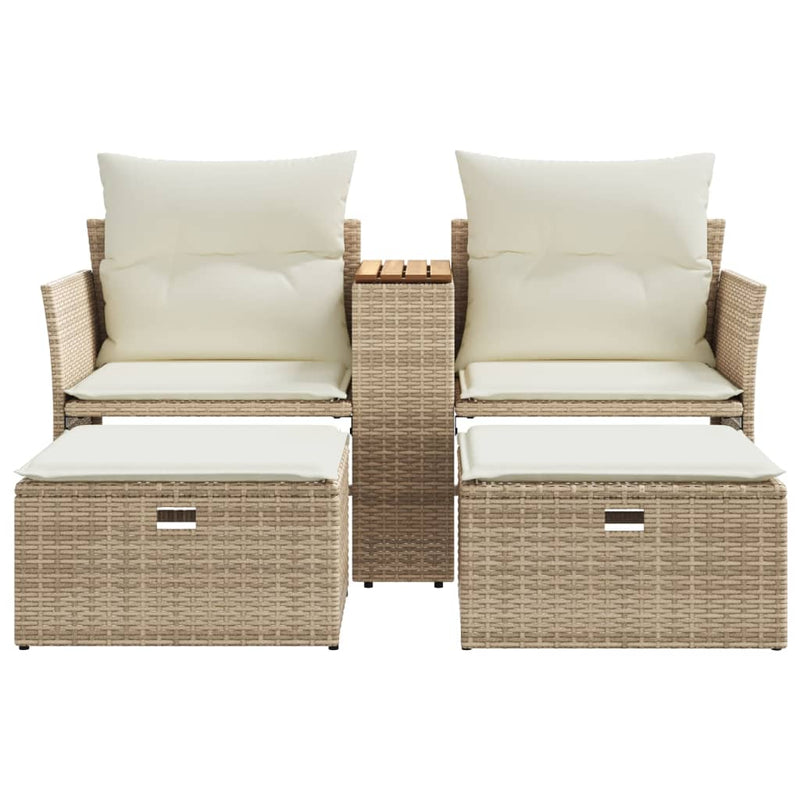 Tuinbank Eefje - met voetenbanken - beige