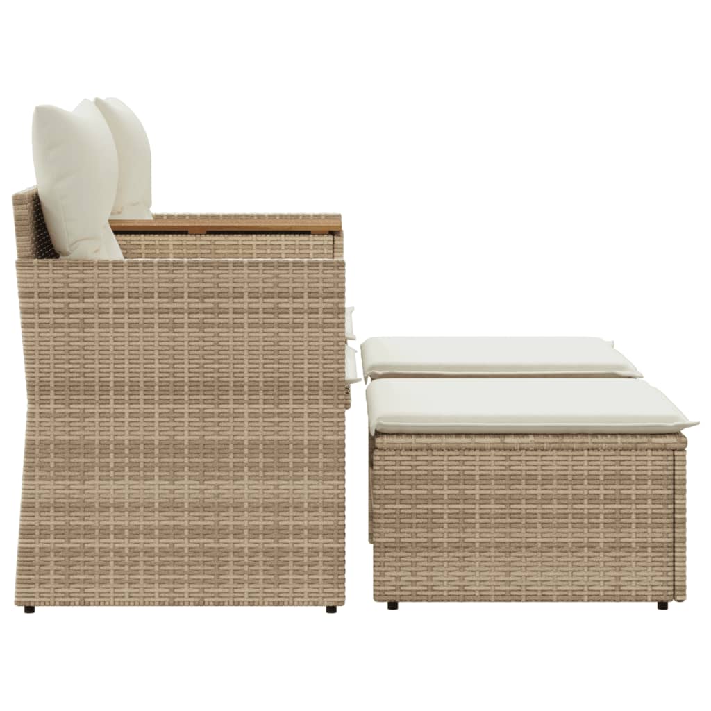 Tuinbank Eefje - met voetenbanken - beige