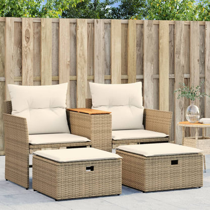 Tuinbank Eefje - met voetenbanken - beige