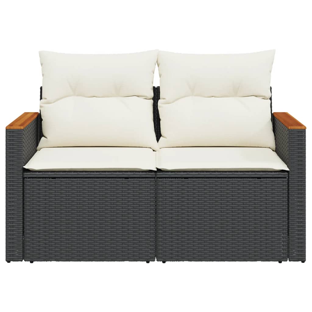 Tuinbank Yfke - 2-zits - met kussens en opbergruimte - zwart en wit