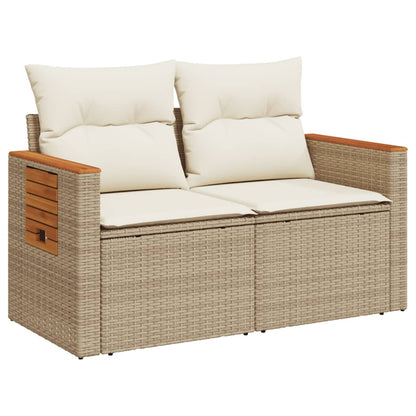 Tuinbank Yfke - 2-zits - met kussens en opbergruimte - beige en wit