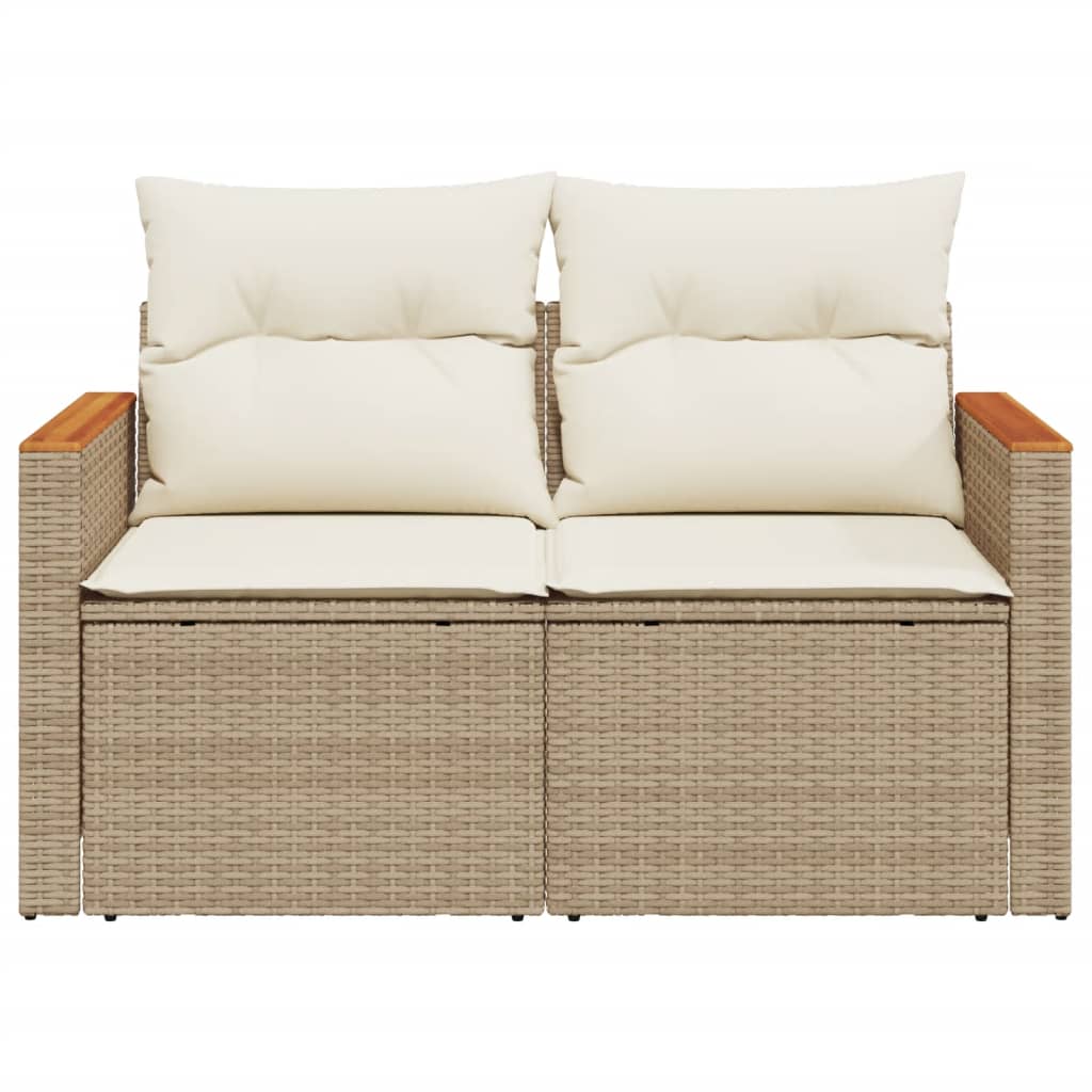 Tuinbank Yfke - 2-zits - met kussens en opbergruimte - beige en wit