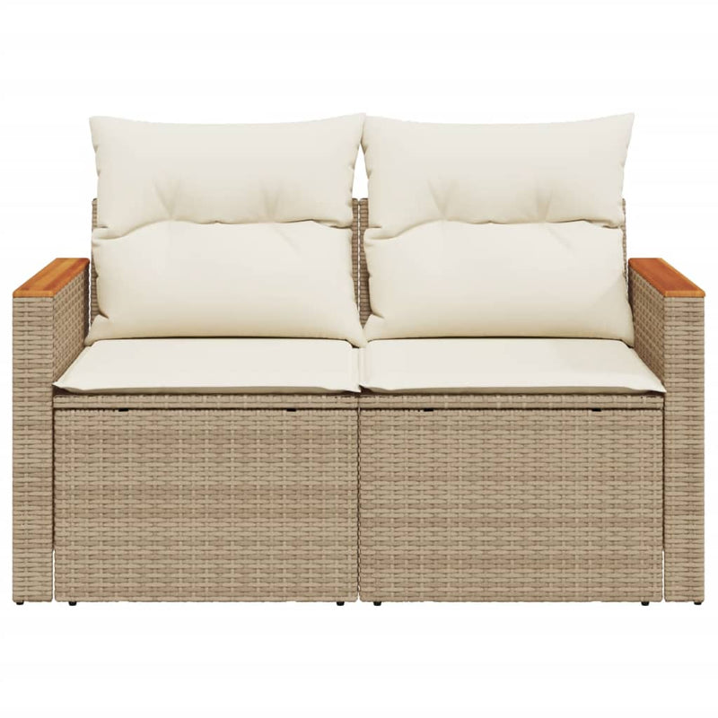 Tuinbank Yfke - 2-zits - met kussens en opbergruimte - beige en wit