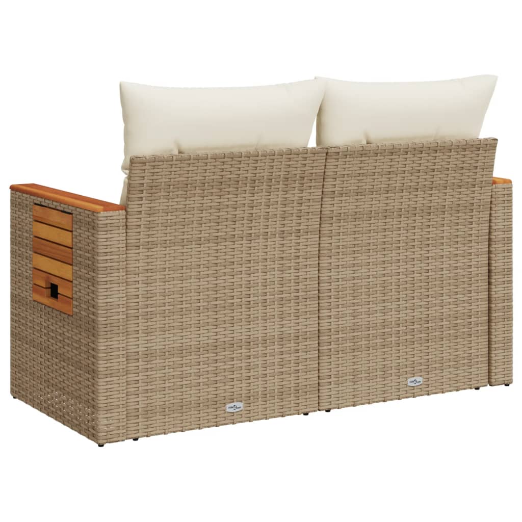 Tuinbank Yfke - 2-zits - met kussens en opbergruimte - beige en wit