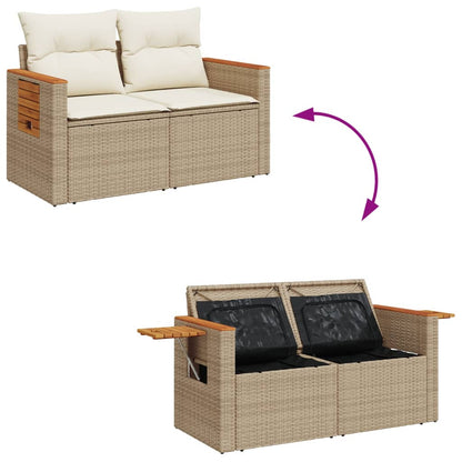 Tuinbank Yfke - 2-zits - met kussens en opbergruimte - beige en wit