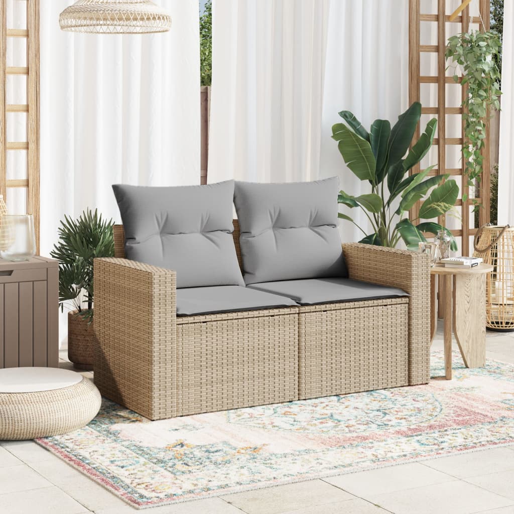 Tuinbank Ties - met kussens - beige en grijs