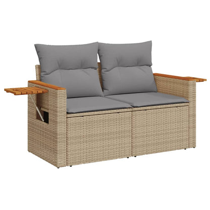 Tuinbank Yfke - 2-zits - met kussens en opbergruimte - beige en lichtgrijs