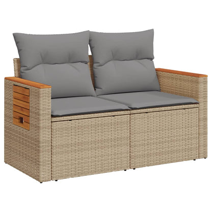 Tuinbank Yfke - 2-zits - met kussens en opbergruimte - beige en lichtgrijs