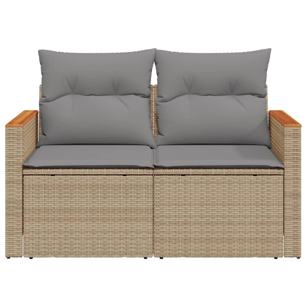 Tuinbank Yfke - 2-zits - met kussens en opbergruimte - beige en lichtgrijs