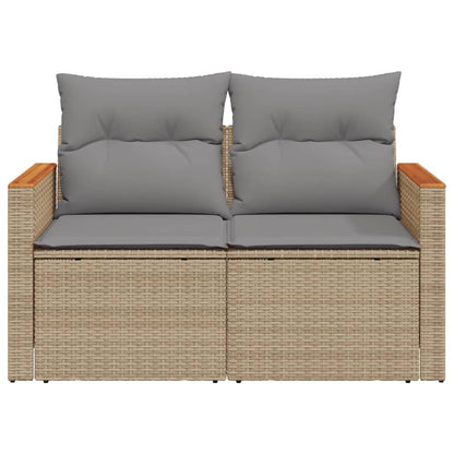 Tuinbank Yfke - 2-zits - met kussens en opbergruimte - beige en lichtgrijs