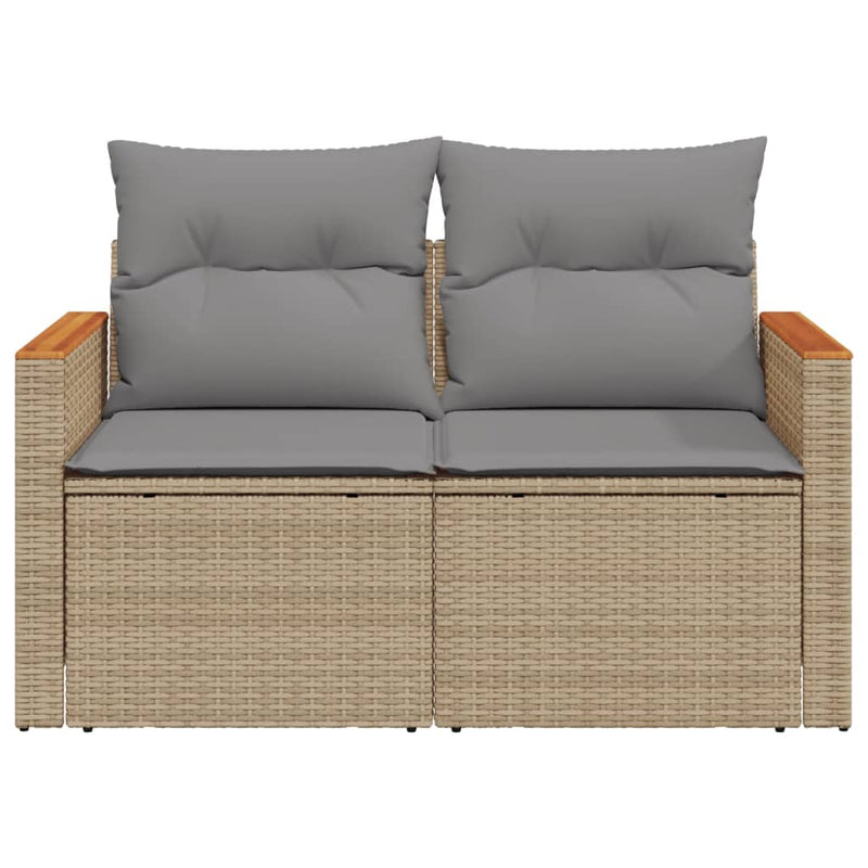 Tuinbank Yfke - 2-zits - met kussens en opbergruimte - beige en lichtgrijs