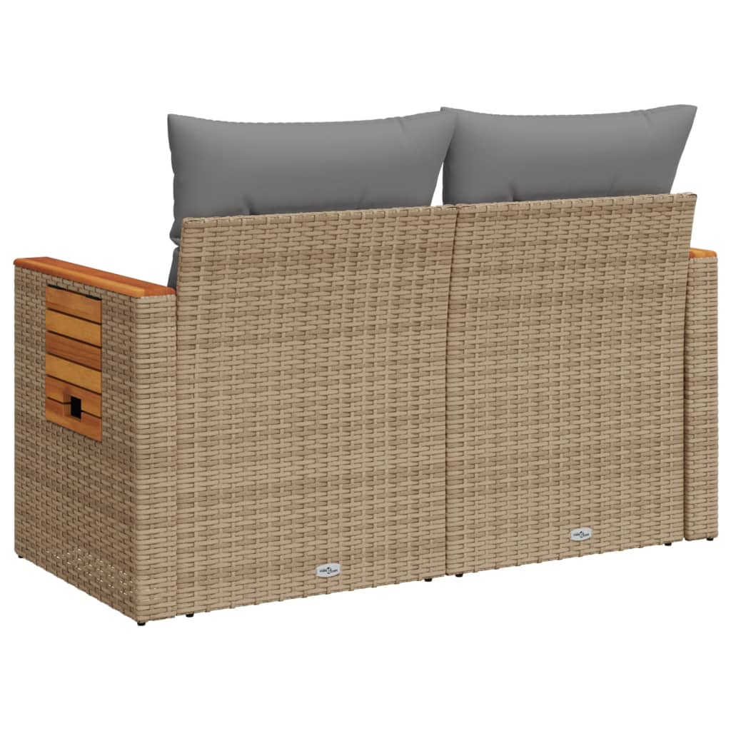 Tuinbank Yfke - 2-zits - met kussens en opbergruimte - beige en lichtgrijs