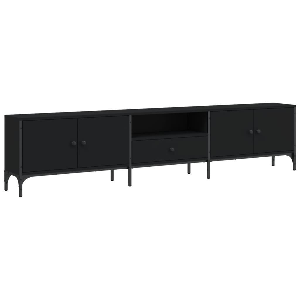 Tv-meubel Boaz - 200x25x44 cm - met lade - zwart
