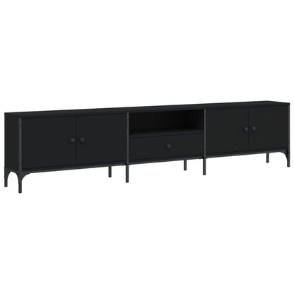Tv-meubel Boaz - 200x25x44 cm - met lade - zwart