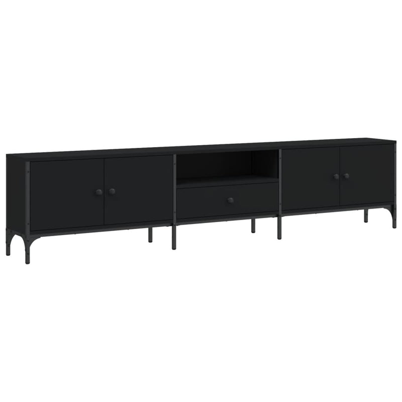 Tv-meubel Boaz - 200x25x44 cm - met lade - zwart – extra afbeelding
