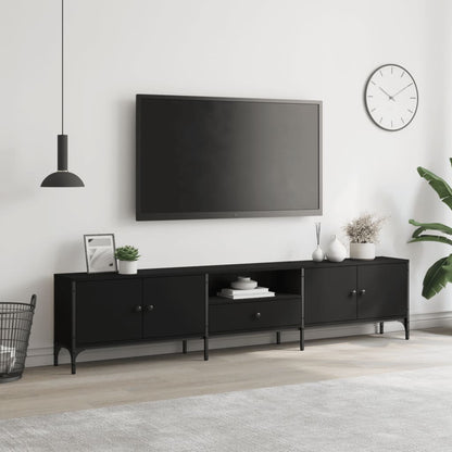 Tv-meubel Boaz - 200x25x44 cm - met lade - zwart