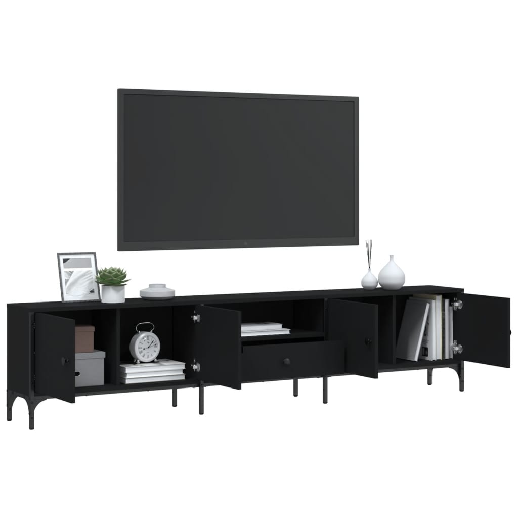 Tv-meubel Boaz - 200x25x44 cm - met lade - zwart