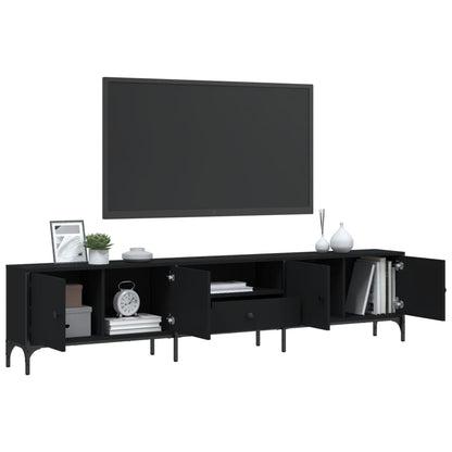 Tv-meubel Boaz - 200x25x44 cm - met lade - zwart