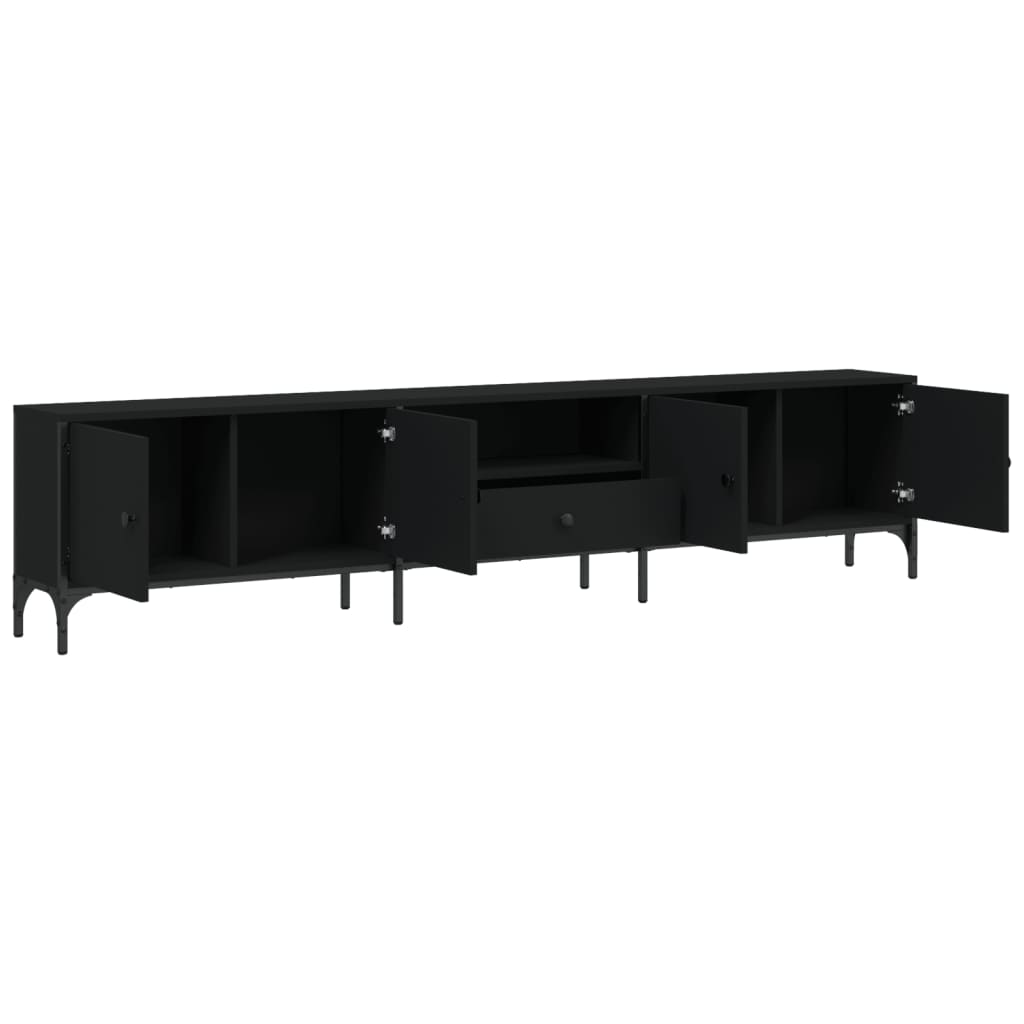 Tv-meubel Boaz - 200x25x44 cm - met lade - zwart