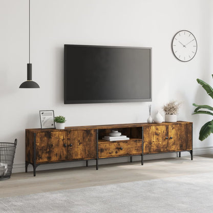 Tv-meubel Boaz - 200x25x44 cm - met lade - gerookt eiken