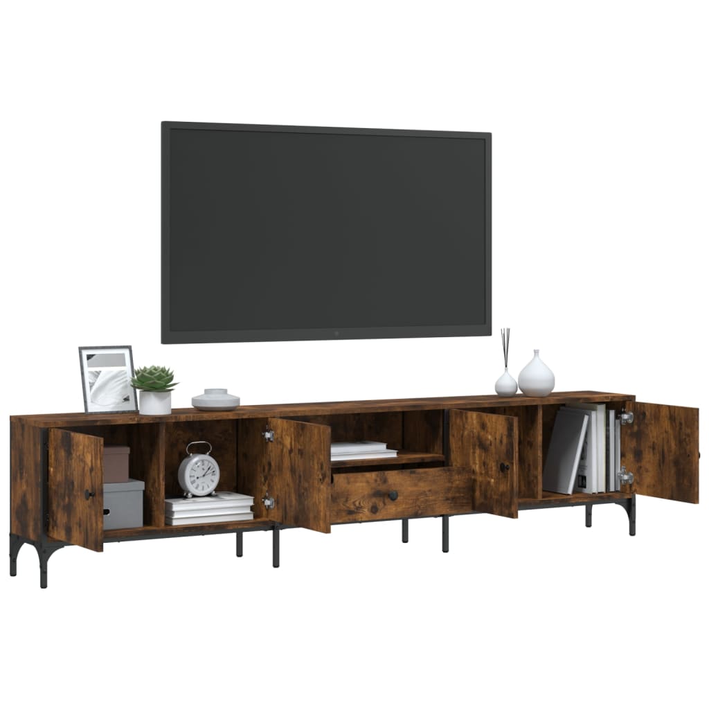 Tv-meubel Boaz - 200x25x44 cm - met lade - gerookt eiken