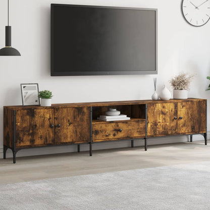 Tv-meubel Boaz - 200x25x44 cm - met lade - gerookt eiken