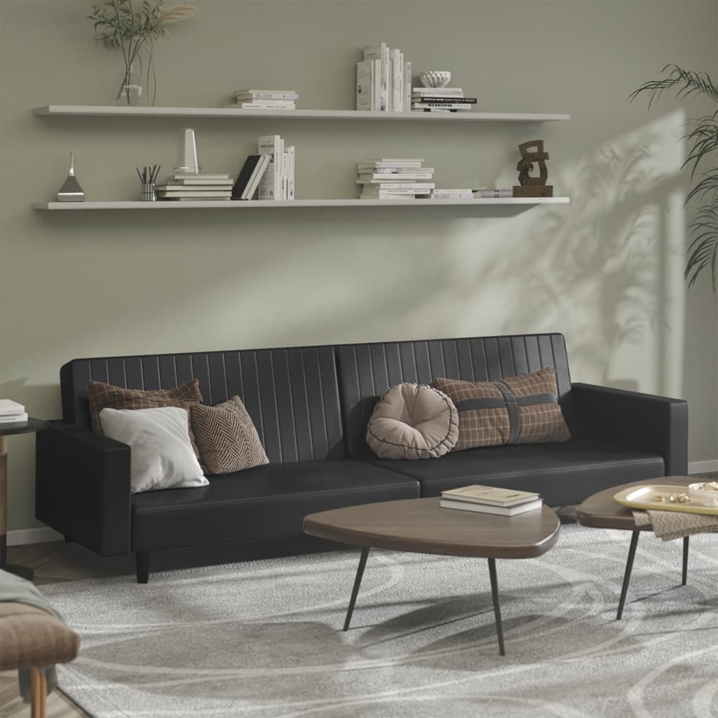 Slaapbank Leon - kunstleer - zwart
