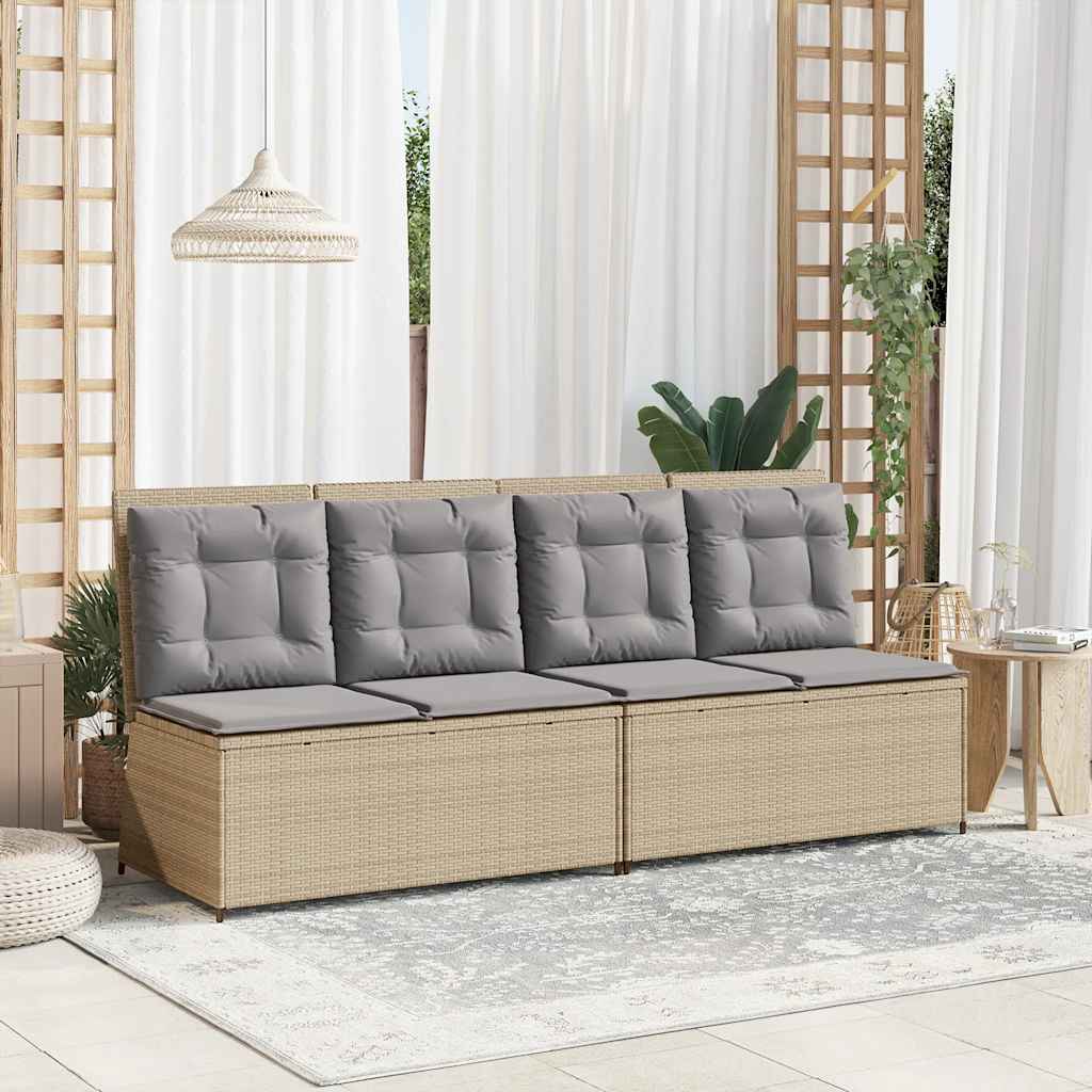 Tuinbank Veer - verstelbaar - met kussens - beige