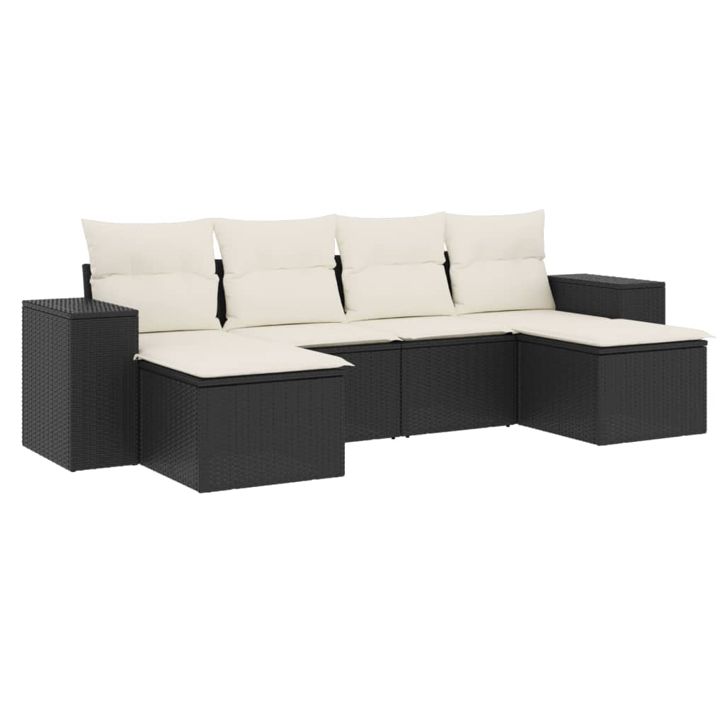 Loungeset | 6 Delig | Incl. kussens | Zwart