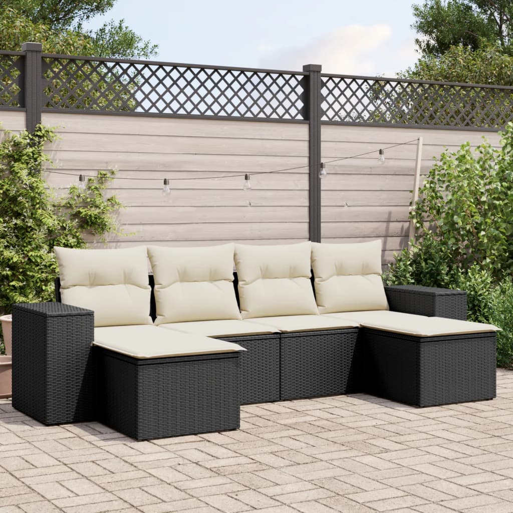 Loungeset | 6 Delig | Incl. kussens | Zwart