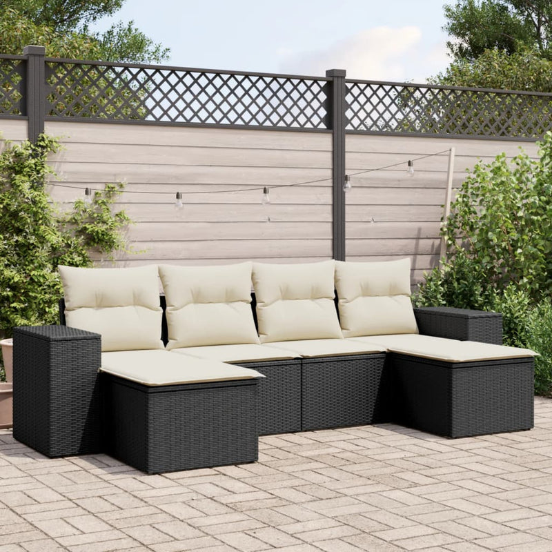 Loungeset | 6 Delig | Incl. kussens | Zwart