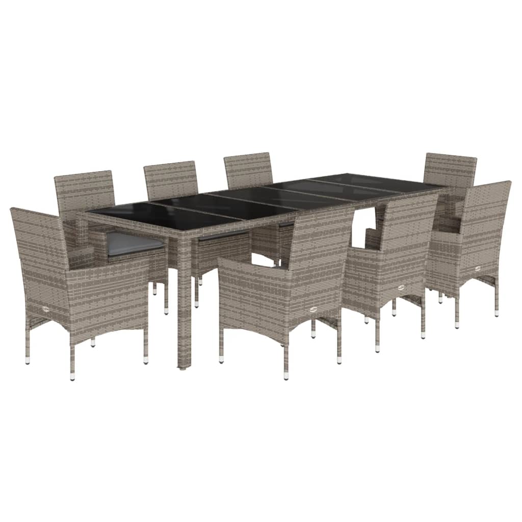 Tuinset Evert - 9-delig - met kussens - grijs