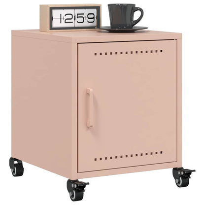 Nachtkastje Avery - staal - met wielen - roze