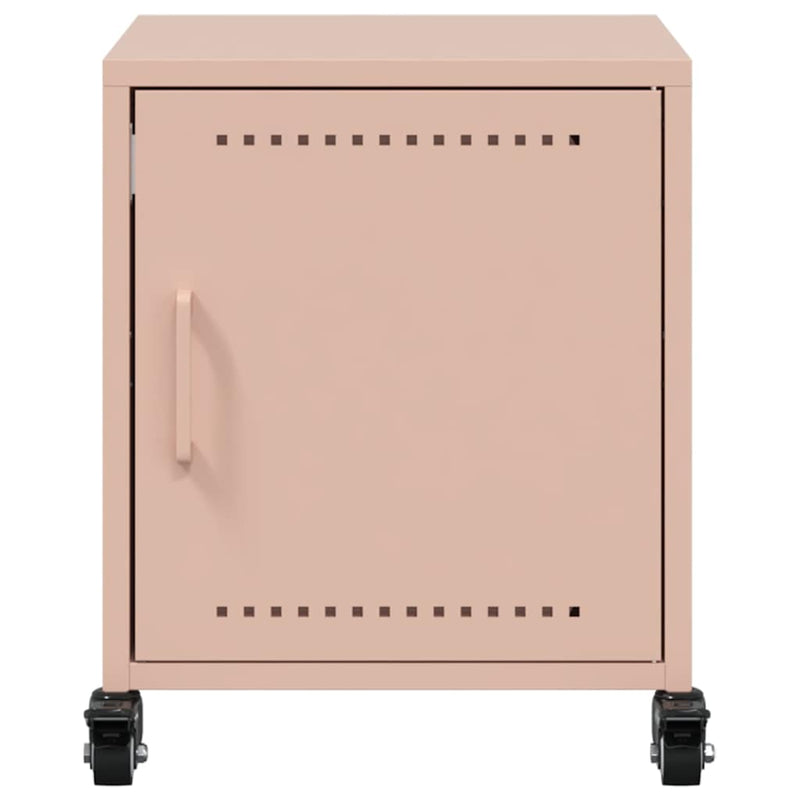 Nachtkastje Avery - staal - met wielen - roze