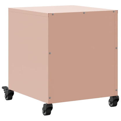 Nachtkastje Avery - staal - met wielen - roze