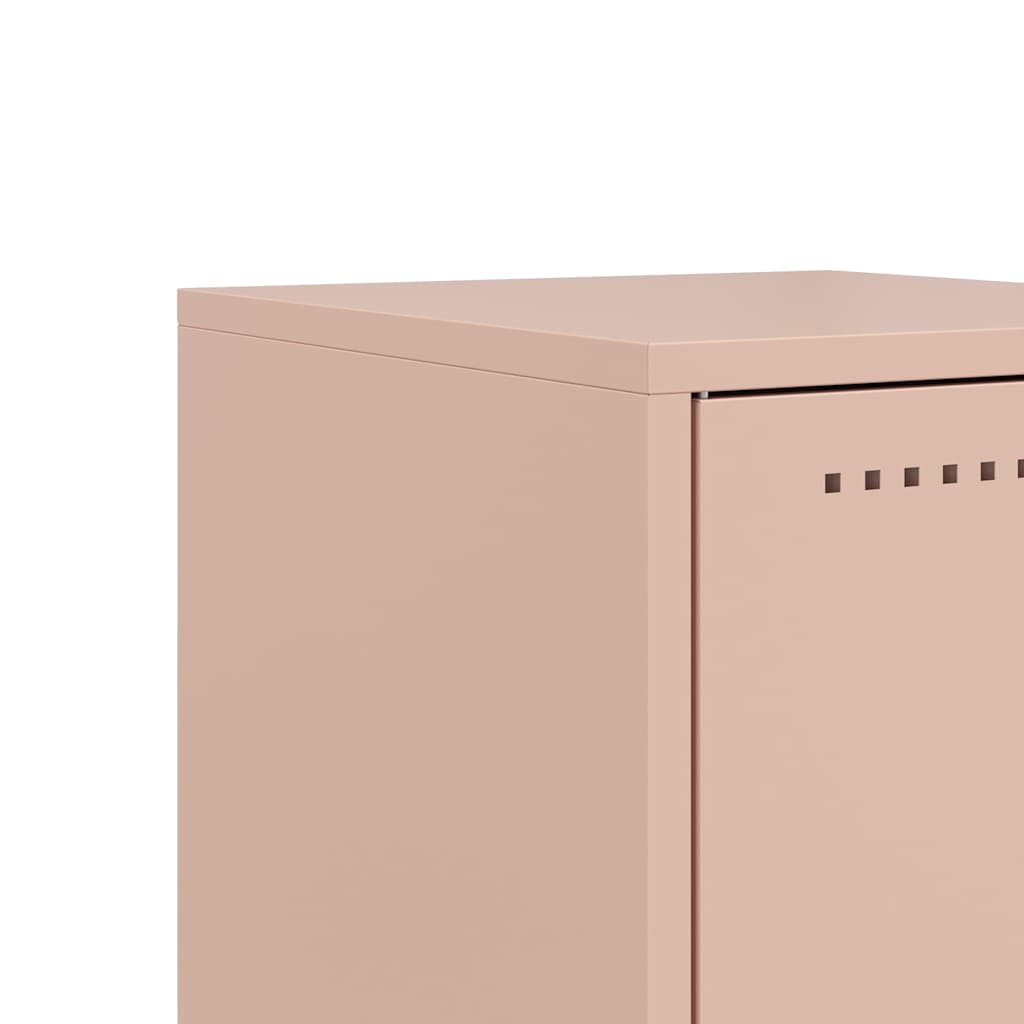 Nachtkastje Avery - staal - met wielen - roze