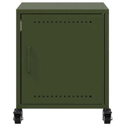 Nachtkastje Avery - staal - met wielen - groen