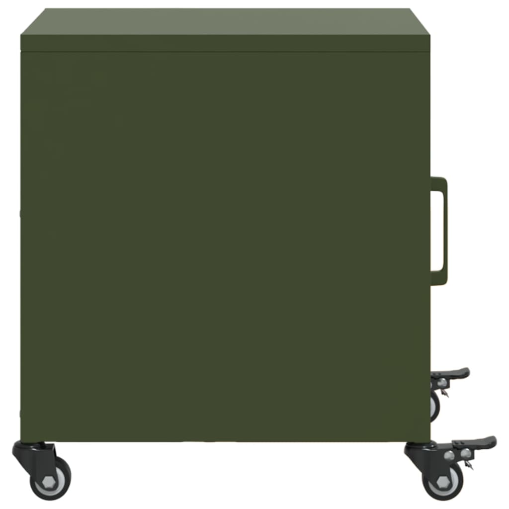 Nachtkastje Avery - staal - met wielen - groen