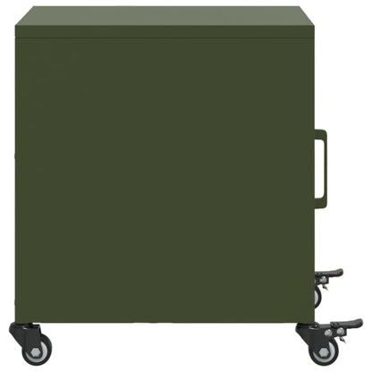 Nachtkastje Avery - staal - met wielen - groen