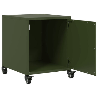 Nachtkastje Avery - staal - met wielen - groen