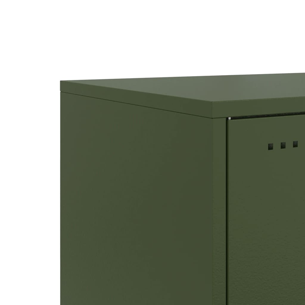 Nachtkastje Avery - staal - met wielen - groen