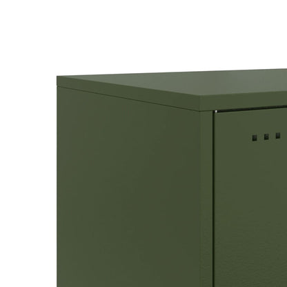 Nachtkastje Avery - staal - met wielen - groen