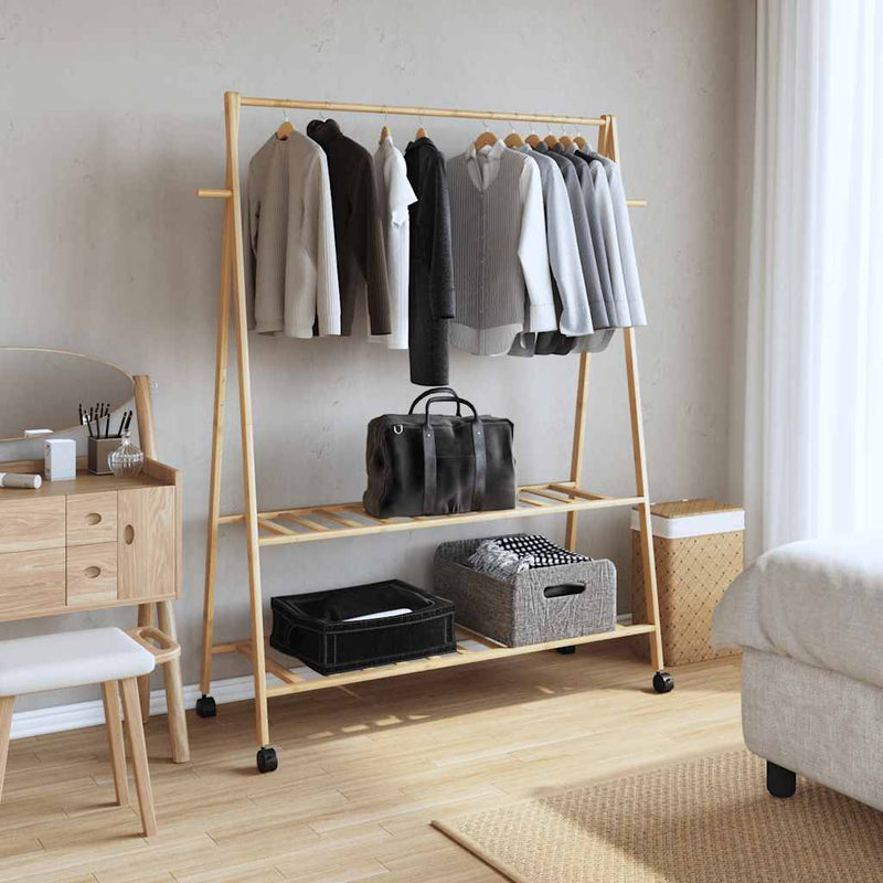 Kledingrek Met Schappen En Wielen 132X45,5X155,5 Cm – extra afbeelding