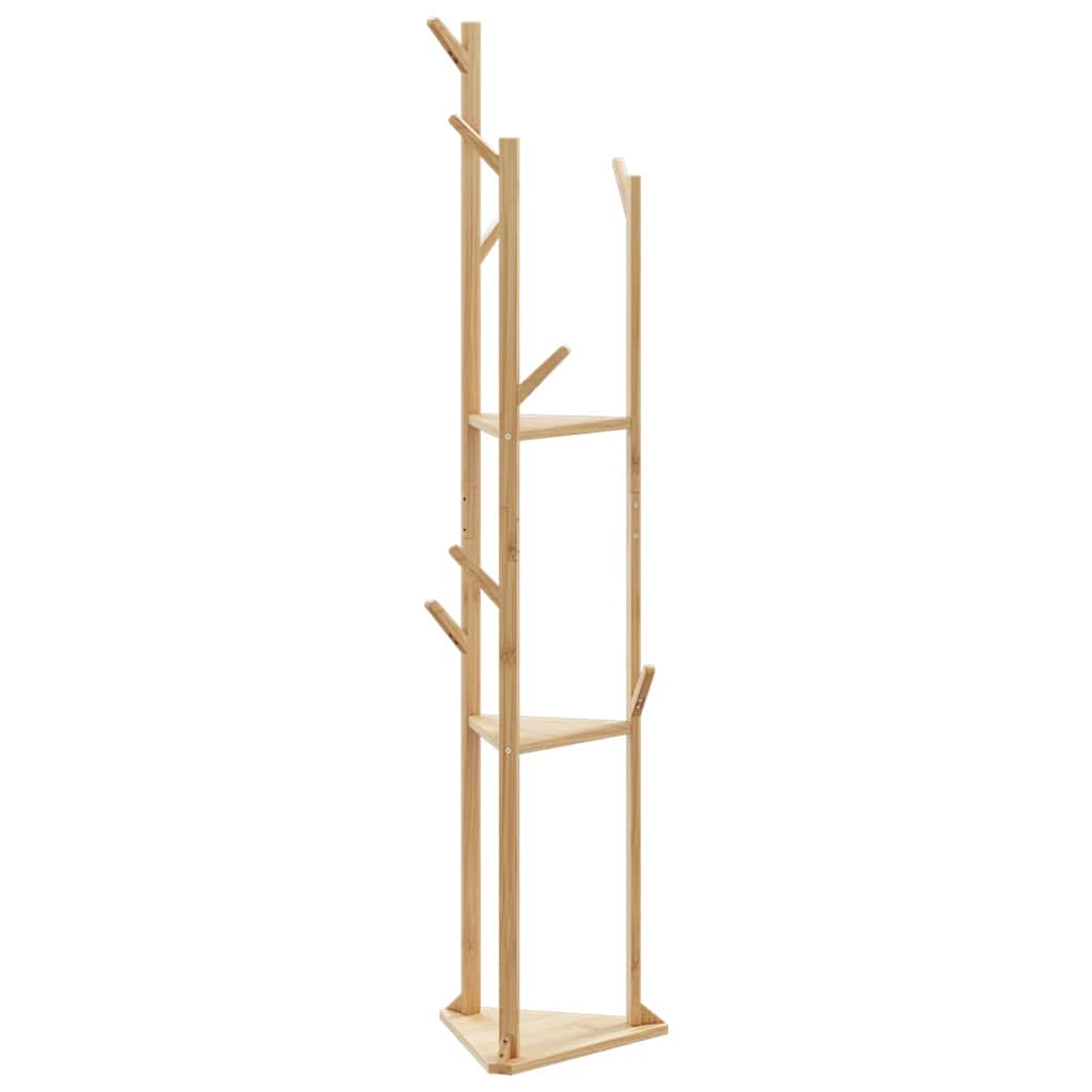 Kapstok Met Haken En Schappen 39X33X166 Cm Bamboe
