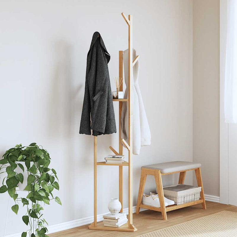 Kapstok Met Haken En Schappen 39X33X166 Cm Bamboe – extra afbeelding