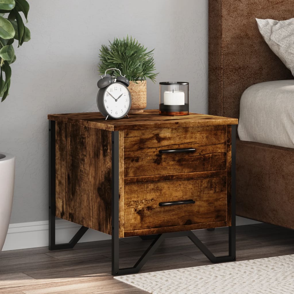 Nachtkastje Kiki - bewerkt hout - gerookt eiken