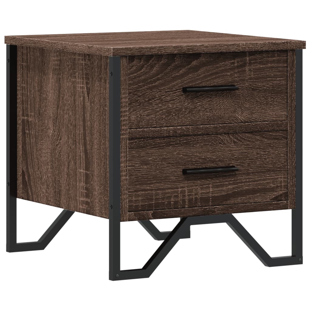 Nachtkastje Kiki - bewerkt hout - Bruin eiken